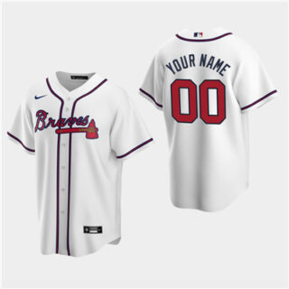 Men's Custom Atlanta Braves 2020 White Home Replica Jersey