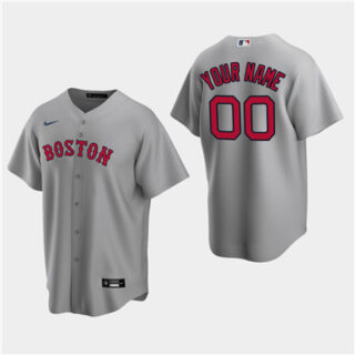Men's Custom Boston Red Sox Gray Road Replica Jersey