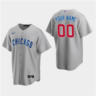 Men's Custom Chicago Cubs Gray Road Replica Jersey