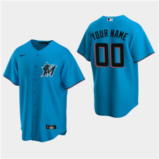 Men's Custom Miami Marlins Blue Alternate Replica Jersey