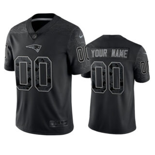Men's Custom New England Patriots Black Reflective Limited Stitched Football Jersey