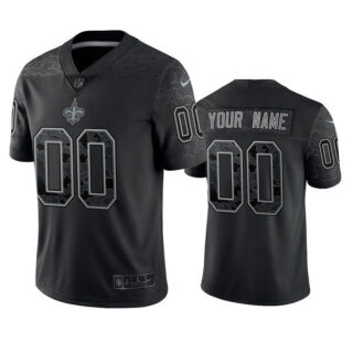Men's Custom New Orleans Saints Black Reflective Limited Stitched Football Jersey