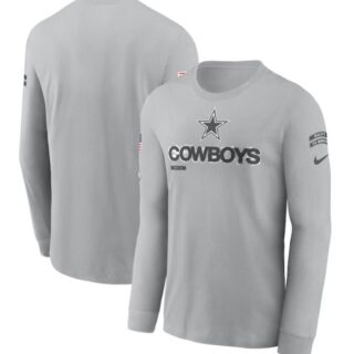 Men's Dallas Cowboys 2024 Gray Salute To Service Long Sleeve T-Shirt