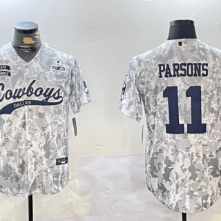 Men's Dallas Cowboys #11 Micah Parsons 2024 Arctic Camo Salute To Service Stitched Baseball Jerseys