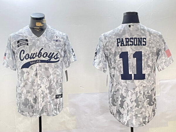 Men's Dallas Cowboys #11 Micah Parsons 2024 Arctic Camo Salute To Service Stitched Baseball Jerseys