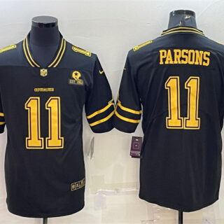 Men's Dallas Cowboys #11 Micah Parsons Black Gold Edition With 1960 Patch Limited Stitched Football Jersey