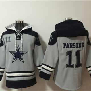 Men's Dallas Cowboys #11 Micah Parsons Grey Ageless Must-Have Lace-Up Pullover Hoodie