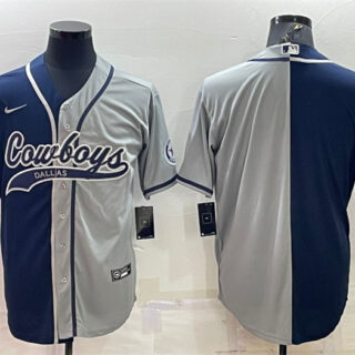 Men's Dallas Cowboys #11 Micah Parsons Navy Grey Split With Patch Cool Base Stitched Baseball Jersey