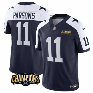 Men's Dallas Cowboys #11 Micah Parsons Navy White 2023 F.U.S.E. NFC East Champions Patch Stitched Football Jersey