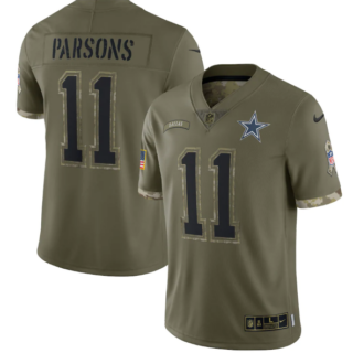 Men's Dallas Cowboys #11 Micah Parsons Olive 2022 Salute To Service Limited Stitched Jersey