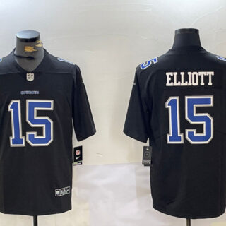 Men's Dallas Cowboys #15 Ezekiel Elliott Black Throwback Vapor Untouchable Limited Stitched Football Jersey
