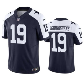 Men's Dallas Cowboys #19 Noah Igbinoghene Navy White 2023 F.U.S.E. Vapor Limited Stitched Football Jersey