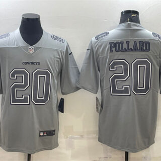 Men's Dallas Cowboys #20 Tony Pollard Grey Atmosphere Fashion Stitched Jersey