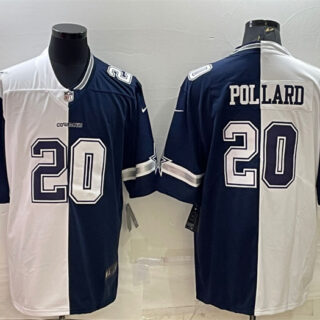 Men's Dallas Cowboys #20 Tony Pollard Navy White Split Vapor Untouchable Limited Stitched Jersey