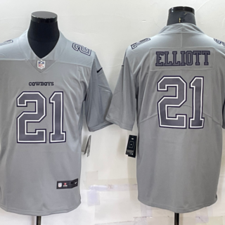 Men's Dallas Cowboys #21 Ezekiel Elliott Grey Atmosphere Fashion Stitched Game Jersey