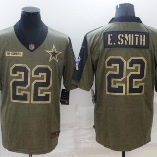 Men's Dallas Cowboys #22 Emmitt Smith Nike Olive 2021 Salute To Service Retired Player Limited Jersey