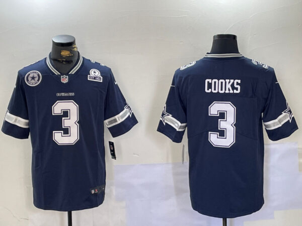 Men's Dallas Cowboys #3 Brandin Cooks Navy Vapor Untouchable Limited Stitched Football Jerseys