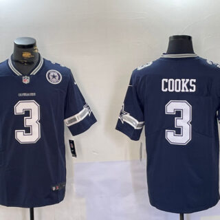 Men's Dallas Cowboys #3 Brandin Cooks Navy Vapor Untouchable Limited Stitched Football Jersey