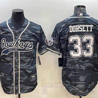 Men's Dallas Cowboys #33 Tony Dorsett Grey Camo With Patch Cool Base Stitched Baseball Jersey