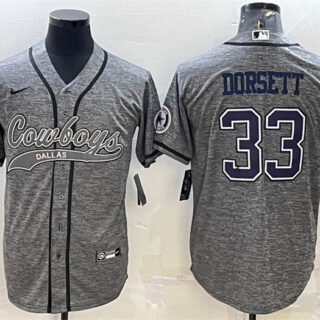 Men's Dallas Cowboys #33 Tony Dorsett Grey With Patch Cool Base Stitched Baseball JerseyS