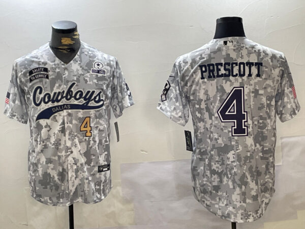 Men's Dallas Cowboys #4 Dak Prescott 2024 Arctic Camo Salute To Service Stitched Baseball Jerseys