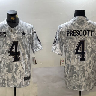 Men's Dallas Cowboys #4 Dak Prescott 2024 F.U.S.E Arctic Camo Salute To Service Limited Stitched Football Jersey