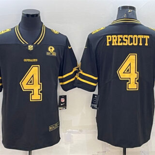 Men's Dallas Cowboys #4 Dak Prescott Black Gold Edition With 1960 Patch Limited Stitched Football Jersey