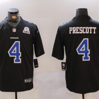 Men's Dallas Cowboys #4 Dak Prescott Black Throwback With 1960 Patch Vapor Untouchable Limited Stitched Football Jersey