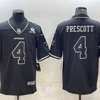 Men's Dallas Cowboys #4 Dak Prescott Black With 1960 Patch Limited Stitched Football Jersey