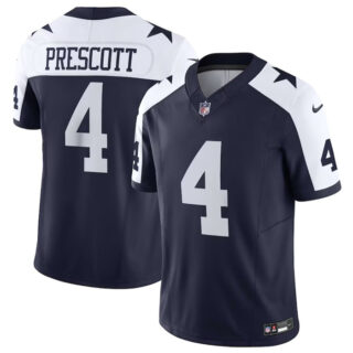 Men's Dallas Cowboys #4 Dak Prescott Navy 2023 F.U.S.E.Thanksgiving Limited Stitched Football Jersey