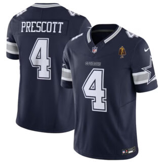 Men's Dallas Cowboys #4 Dak Prescott Navy 2023 F.U.S.E. With Walter Payton Patch Vapor Limited Stitched Football Jersey
