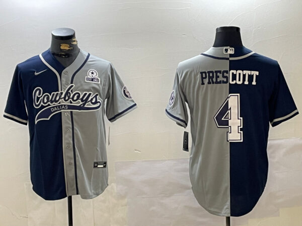 Men's Dallas Cowboys #4 grey Team With Patch Cool Base Stitched Baseball Jerseys