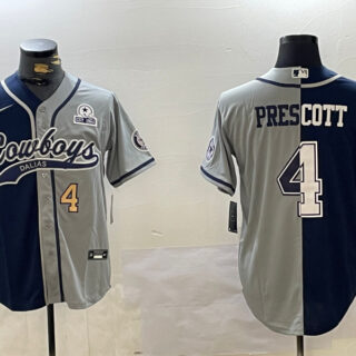 Men's Dallas Cowboys #4 grey Team With Patch Cool Base Stitched Baseball Jerseys