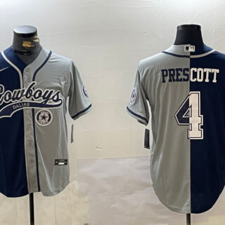 Men's Dallas Cowboys #4 grey Team With Patch Cool Base Stitched Baseball Jerseys