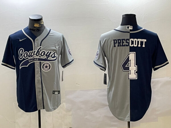 Men's Dallas Cowboys #4 grey Team With Patch Cool Base Stitched Baseball Jerseys