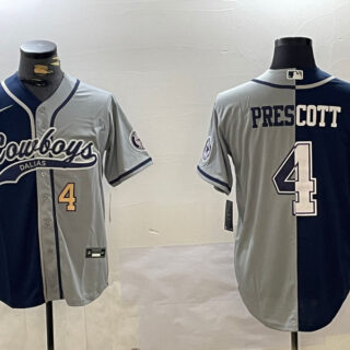 Men's Dallas Cowboys #4 grey Team With Patch Cool Base Stitched Baseball Jerseys