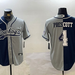 Men's Dallas Cowboys #4 grey Team With Patch Cool Base Stitched Baseball Jerseys