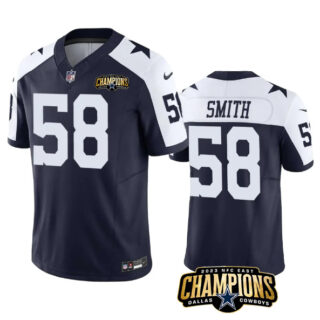 Men's Dallas Cowboys #58 Mazi Smith Navy White 2023 F.U.S.E. NFC East Champions Patch Stitched Football Jersey