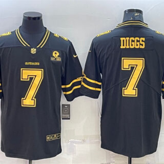 Men's Dallas Cowboys #7 Trevon Diggs Black Gold Edition With 1960 Patch Limited Stitched Football Jersey