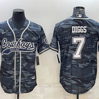 Men's Dallas Cowboys #7 Trevon Diggs Grey Camo With Patch Cool Base Stitched Baseball Jersey