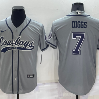 Men's Dallas Cowboys #7 Trevon Diggs Grey Cool Base Stitched Baseball Jersey