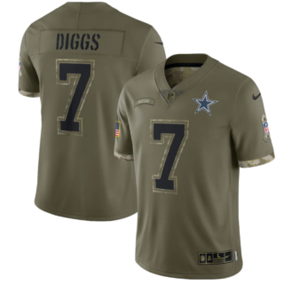 Men's Dallas Cowboys #7 Trevon Diggs Olive 2022 Salute To Service Limited Stitched Jersey