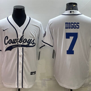 Men's Dallas Cowboys #7 Trevon Diggs White Cool Base Stitched Baseball Jersey