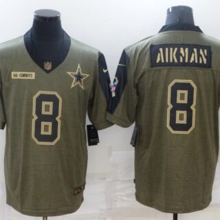 Men's Dallas Cowboys #8 Troy Aikman Nike Olive 2021 Salute To Service Retired Player Limited Jersey