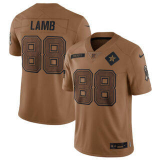 Men's Dallas Cowboys #88 CeeDee Lamb 2023 Brown Salute To Service Limited Stitched Football Jersey