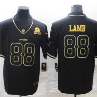 Men's Dallas Cowboys #88 CeeDee Lamb Black Golden Edition Limited Stitched Jersey