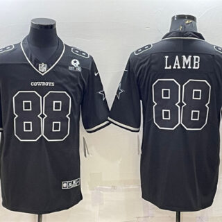 Men's Dallas Cowboys #88 CeeDee Lamb Black With 1960 Patch Limited Stitched Football Jersey