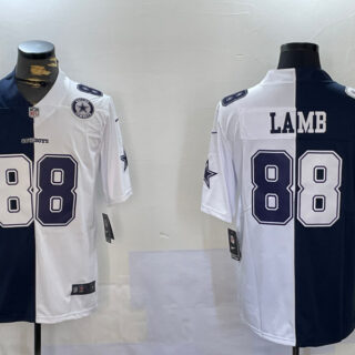 Men's Dallas Cowboys #88 CeeDee Lamb Navy And White Split Stitched Jerseys