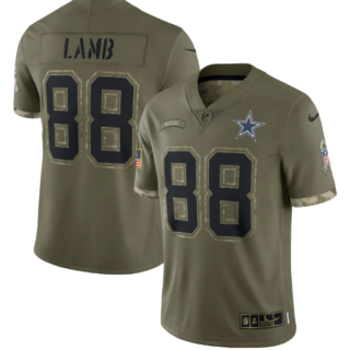 Men's Dallas Cowboys #88 CeeDee Lamb Olive 2022 Salute To Service Limited Stitched Jersey