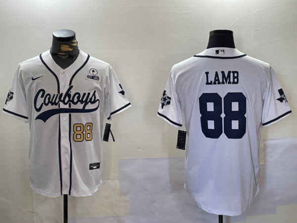 Men's Dallas Cowboys #88 CeeDee Lamb White 2022 Olive Salute To Service Cool Base Stitched Baseball Jerseys